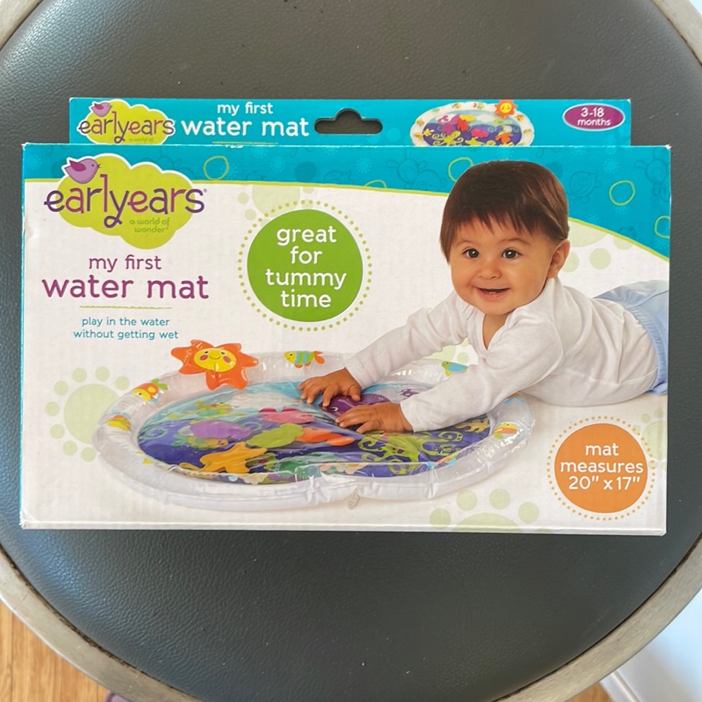 Earlyears MY FIRST WATER MAT Tummy Time Play Mat Toy 20”x17” Baby 3-18m NEW